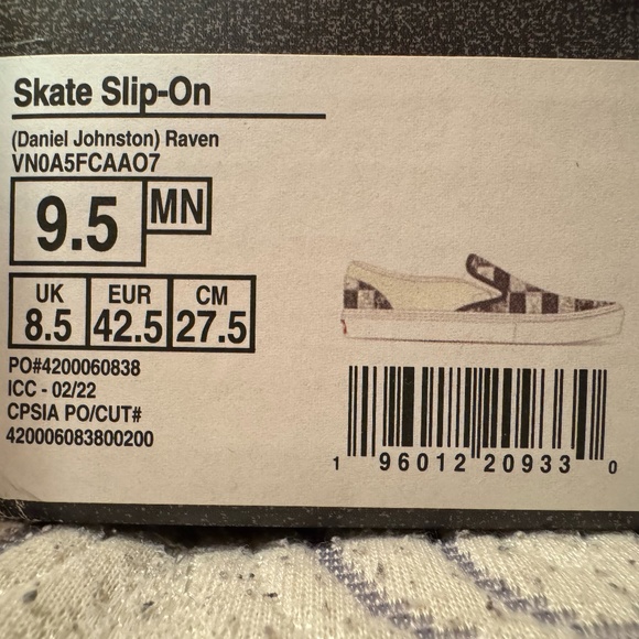 Vans Daniel Johnston Raven Skate Slip-On Men's 9.5 Limited Edition - Picture 10 of 10